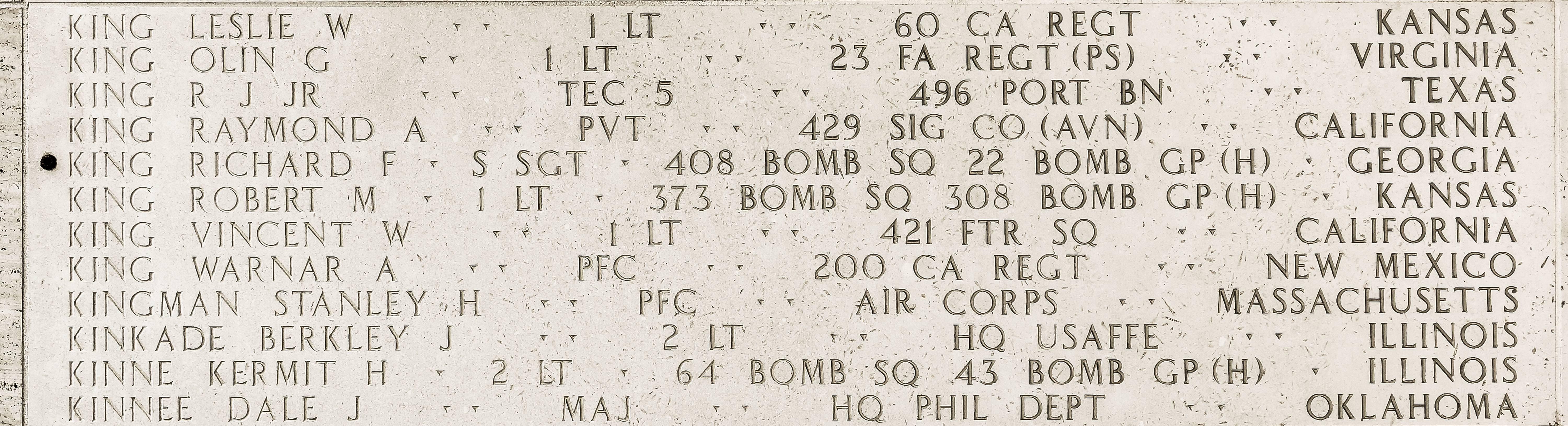 Richard F. King, Staff Sergeant